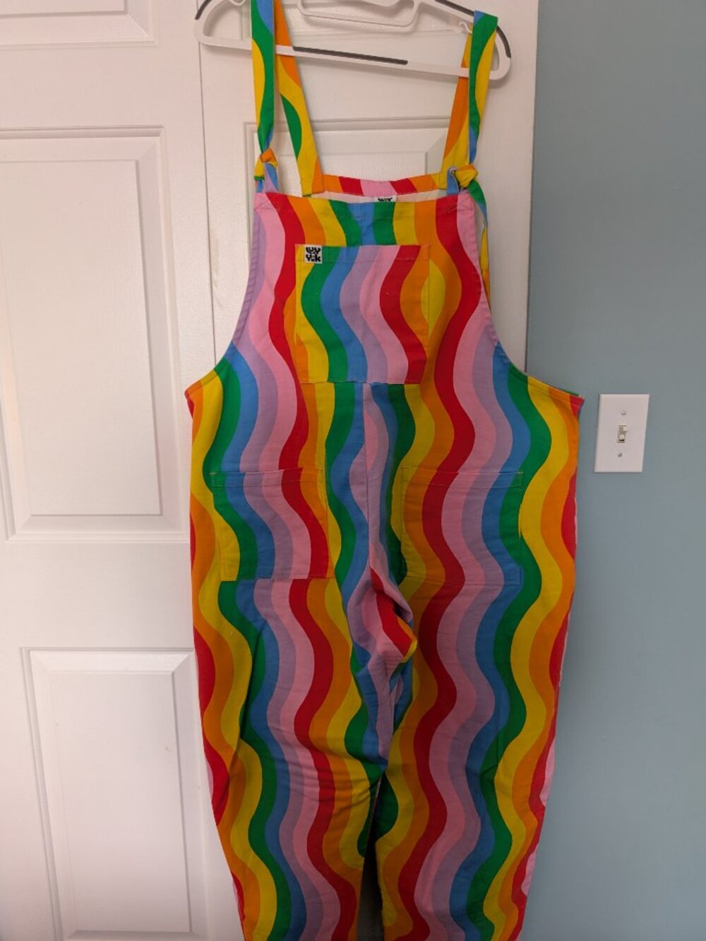 Lucy & Yak rainbow overalls